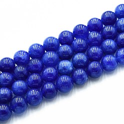 Синий Природного кварца нитей бисера, окрашенные, круглые, Имитация кианита, синие, 8~8.5 мм, отверстие : 0.9~1 мм, около 45~47 шт / нитка, 14.96~15.35 дюйм (38~39 см)