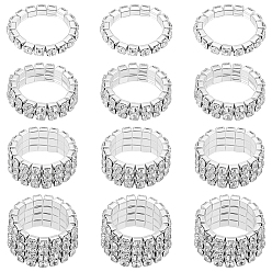 Кристалл 12 шт. 4 стили стразы теннисные цепочки эластичные кольца для женщин, кристалл, широк: 3~12 мм, внутренний диаметр: 15.5 мм, 3 шт / стиль
