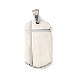 Нержавеющая Сталь Цвет Не тускнеющие 304 подвески из нержавеющей стали, прямоугольный шарм, цвет нержавеющей стали, 34.5x17.5x2 мм, отверстие : 7x5.5 мм