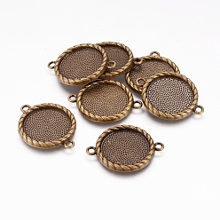 Античная Бронза Сплавочные коннекторы для кабошонов, плоско-круглые, DIY фурнитура для ювелиных изделий, без кадмия, без никеля и без свинца, античная бронза, 33x25x3 мм, отверстие : 2 мм
