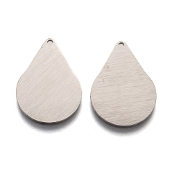 Нержавеющая Сталь Цвет Устойчивые к потускнению 304 подвески из нержавеющей стали, пустая бирка с матовой отделкой, лазерная резка, двухсторонний эффект тягового станка, слеза, цвет нержавеющей стали, 22x16x1 мм, отверстие : 1.2 мм