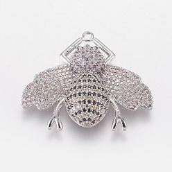 Разноцветный Латунные микро проложить кубического циркония подвески, насекомое, никель свободный и свинец и кадмий освобождают, красочный, 31x36x7 мм, отверстие : 1 мм