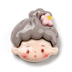 Human Симпатичная мультяшная тема девушки из непрозрачных кабошонов из смолы, изготовление ювелирных изделий, человек, 22x19x8.5 мм