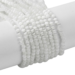 Белый Кошачие глаза, круглые, белые, 2 мм, отверстие : 0.5 мм, около 192 шт / нитка, 15.75'' (40 см)