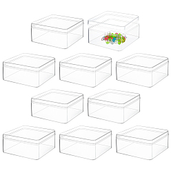 Прозрачный 10шт. квадратные акриловые коробки для хранения, подарочный футляр, прозрачные, 13x12x6 см, Внутренний диаметр: 12.6x11.6 cm