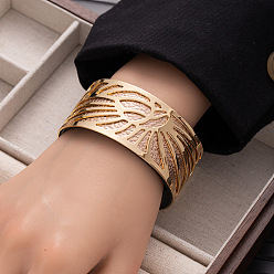 Античный Белый Солнце 304 браслеты-манжеты из нержавеющей стали и искусственной кожи, широкие браслеты для женщин, золотые, старинный белый, внутренний диаметр: 2-3/8 дюйм (6 см)