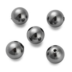 Черный Для выпечки расписные жемчужные стеклянные жемчужные круглые бусины, наполовину просверлено/половина отверстия, чёрные, 10 мм, отверстие : 1.2 мм