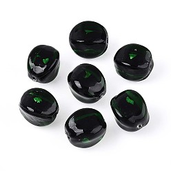 Темно-Зеленый Бусины ручной работы бусины серебряной фольгой, бусины из искусственного камня, фонарь, темно-зеленый, 16x12.5x12.5 мм, отверстие : 0.9 мм, около 30 шт / нитка