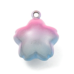 Light Blue Brass Bell Pendants, Cherry Blossom Shape, Light Blue, 25x21x16.5mm, Hole: 3mm