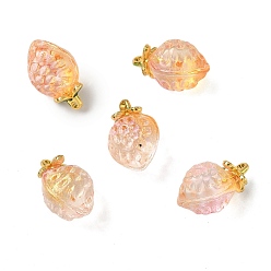 Белый Навахо Прозрачные стеклянные подвески, клубника, с золотой эмали сплава выводов, два тона, навахо белый, 18x12x10.5 мм, отверстие : 1.5 мм