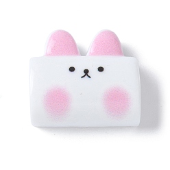 Pink Непрозрачные кабошоны из смолы, кролик, розовые, 23x24.5x10 мм