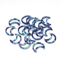 Slate Blue Cellulose Acetate(Resin) Pendants, Moon, Slate Blue, 25.5x21.5x2.5mm, Hole: 1.5mm