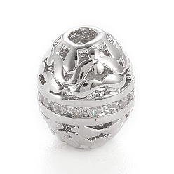 Платина Латунные микропаве из прозрачного кубического циркония, долговечный, баррель, платина, 10x8 мм, отверстие : 2.5 мм