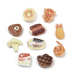 Mixed Shapes Непрозрачные кабошоны из смолы, имитация еды, разнообразные, 10.5~14.5x8.5~15x5~7.5 мм