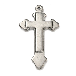Нержавеющая Сталь Цвет 304 подвески из нержавеющей стали, крест на кресте (подвеска), цвет нержавеющей стали, 50x30x3 мм, отверстие : 2 мм