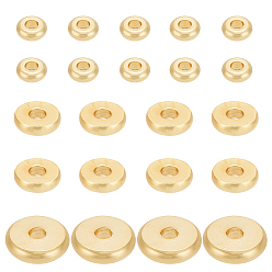 Настоящее золото 18K 60шт 3 ярусы латунные бусины, долговечный, Плоский круглый / диск, Heishi бусы, реальный 18 k позолоченный, 4~7.5x1.5 мм, отверстие : 1.6~1.8 мм