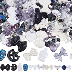 Черный 150шт. непрозрачные и прозрачные акриловые бусины, разнообразные, чёрные, 7.5~33x7.5~43.5x4.5~16 мм, отверстие : 1.2~4 мм