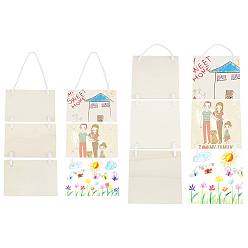 Цвет Древесины Деревянные подвесные доски, Диетические аксессуары, с хлопковой веревкой, деревесиные, 54x15x0.5 см, 45x15x0.4 см, 4 шт / комплект