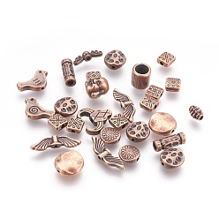 Red Copper Alloy Finding Beads, Mixed Shapes, Red Copper, 4~50x4~40mm, Hole: 1~5mm