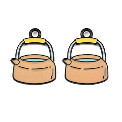 Kaki Pendentifs en émail , breloques pour bouilloire, noir, kaki, 22x17x1mm, Trou: 2mm