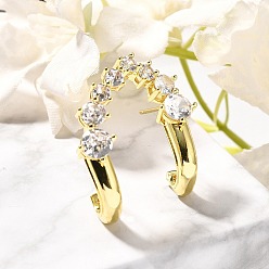 Настоящее золото 18K Серьги-гвоздики из латунного микро-паве, стойки покрытие, долговечный, без кадмия и без свинца, реальный 18 k позолоченный, 24x10 мм