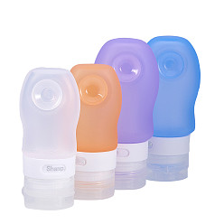 Mixed Color Creative Portable Silicone Travel Points Bottle Sets, with Sucker, for Shower, Shampoo, Cosmetic, Emulsion Storage, Mixed Color, 37ml/60ml, 4pcs/set