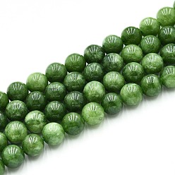 Зеленый лайм Природного кварца нитей бисера, окрашенные, круглые, имитация оливин, зеленый лайм, 8~8.5 мм, отверстие : 0.9~1 мм, около 45~47 шт / нитка, 14.96~15.35 дюйм (38~39 см)