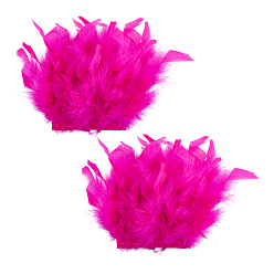 Фуксиновый Украшение для манжет одежды с отделкой из перьев петуха, с застежкой-липучкой, красно-фиолетовые, 150x250x0.9 мм