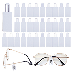 Белый 100 шт. ПВХ пустые ценники для очков, прямоугольные, белые, 3.8x1.5x0.05 см