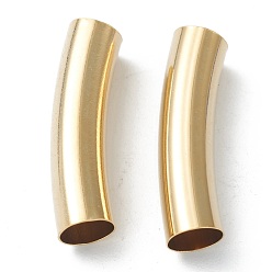 Настоящее золото 24K Бисера латунной трубки, долговечный, изогнутые бусины, трубка, реальный 24 k позолоченный, 30x8 мм, отверстие : 7 мм