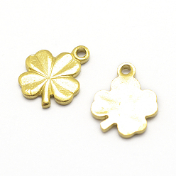 Raw(Unplated) Brass Pendants, Nickel Free, Clover Charms, Raw(Unplated), 11x9x1mm, Hole: 1mm