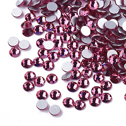 Rose Glass Flat Back Rhinestone Cabochons, Back Plated, Faceted Half Round, Rose, SS20, 4.6~4.8x2mm, about 1440pcs/bag