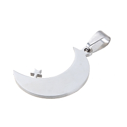 Луна Антикоррозийные 304 подвески из нержавеющей стали, лазерная резка, цвет нержавеющей стали, луна, 20x11 мм