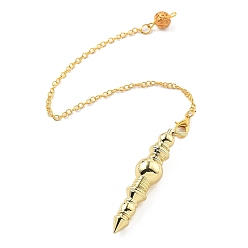 Золотой Латунный маятник с большой остроконечной подвеской, с когтя омара застежками и цепи, стойки покрытие, золотые, 245 мм, отверстие : 1.6 мм