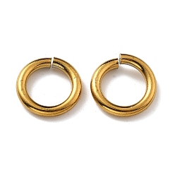 Настоящее золото 18K Ионное покрытие (ip) 304 открытые соединительные кольца из нержавеющей стали, пропил пилой закругленный, для плетения кольчуги, реальный 18 k позолоченный, 12x2 мм, 12 датчик, внутренний диаметр: 8 мм