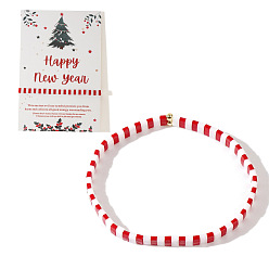 Красный Рождественские эластичные браслеты из акриловых бусин для женщин, красные, 6.30 дюйм (16 см) ~ 6.50 дюйм (16.5 см)