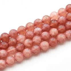 Темный Лосось Природного кварца нитей бисера, окрашенные, круглые, имитация солнечного камня, темный лосось, 6~6.5 мм, отверстие : 0.9~1 мм, около 60~63 шт / нитка, 14.96~15.35 дюйм (38~39 см)