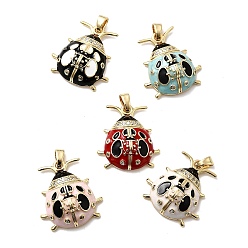 (52) Непрозрачная лаванда Латунные микро проложить кубического циркония подвески, коровка, с эмалью, долговечный, стойки покрытие, без свинца и без кадмия, разноцветные, 21.5x20x7.5 мм, отверстие : 4x2.5 мм
