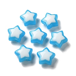 Blue Imitation Jelly Transparent Acrylic Beads, Two Tone, Star, Blue, 17x18x3mm, Hole: 3.5mm, 20pcs/set