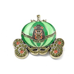 Лайм Эмалевые булавки в виде кареты из тыквы, броши из сплава для одежды рюкзака, желто-зеленые, 46x51 мм
