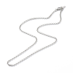Stainless Steel Color Tarnish Resistant 304 Stainless Steel Rolo Chain Necklaces, Stainless Steel Color, 18.11 inch(460mm)