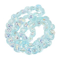 Hellblau Galvanisierte Einbrennlackierung, transparente Glasperlenstränge, Krabbe, ab Farbe plattiert, hellblau, 13x16x8.5 mm, Bohrung: 1.2 mm, ca. 55 Stk. / Strang, 24.41'' (62 cm)