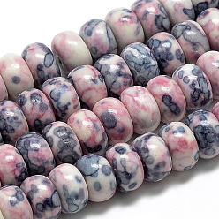 Pink Synthetic Ocean White Jade Beads Strands, Dyed, Rondelle, Pink, 10x5~6mm, Hole: 1.5mm about 72pcs/strand, 16.3 inch
