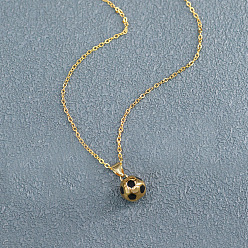 Золотой Футбол 201 нержавеющая сталь черная эмаль кулон кабель цепь ожерелья для мужчин, золотые, 19.69 дюйм (50 см)