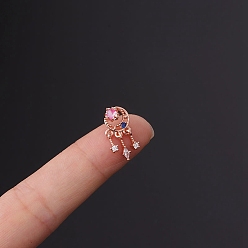 Другие Серьги-гвоздики с микропаве из кубического циркония из латуни, с 316 l хирургическими штифтами из нержавеющей стали, розовое золото , луна, 6 мм