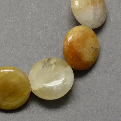 Topaz Jade Natural Topaz Jade Bead Strands, Flat Round, 16x5mm, Hole: 1mm, about 25pcs/strand, 16.5 inch