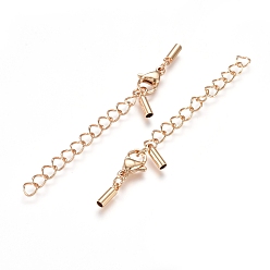 Golden 304 Stainless Steel Chain Extender, with Cord Ends and Lobster Claw Clasps, Long-Lasting Plated, Golden, 31mm, Cord End: 8.5x2.5mm, Inner Diameter: 1.5mm, Clasp: 11x7x3.5mm