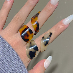 Античный Белый 2Набор акриловых колец-манжет, самородки с леопардовым принтом, старинный белый, 17 мм