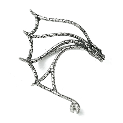 Античное Серебро 316 хирургические серьги-манжеты из нержавеющей стали., дракон, право, античное серебро, 77x50 мм