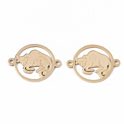 Taurus 201 Stainless Steel Links connectors, Constellations, Flat Round, Golden, Taurus, 21x16x1mm, Hole: 1.4mm